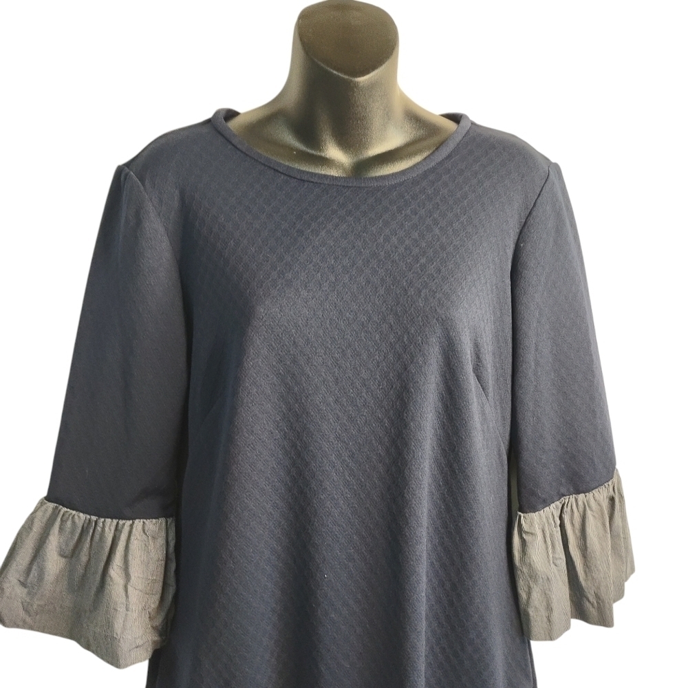 Vivi by Violet Weekend Women's Navy Blue Ruffled Dress Size M - Picture 3 of 8